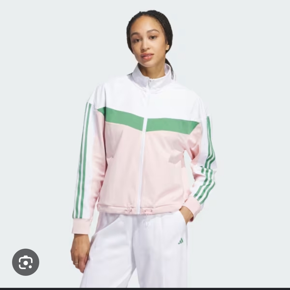 NWT! Adidas Women's Pink and Green Bomber Jacket